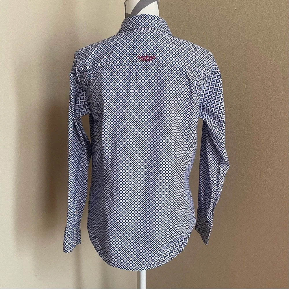 Ariat Kids Red White & Blue Diamond Button Down Western Shirt - Size: XL